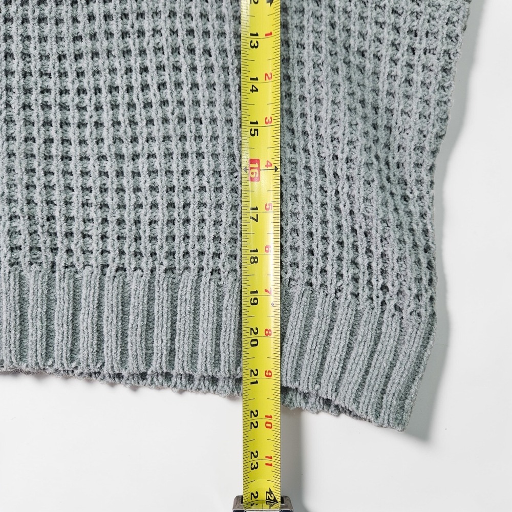 Oak + Meadow Hoodie Sweater Small S Green Waffle Knit‎ Lace Up Hooded Oversized - Picture 9 of 9